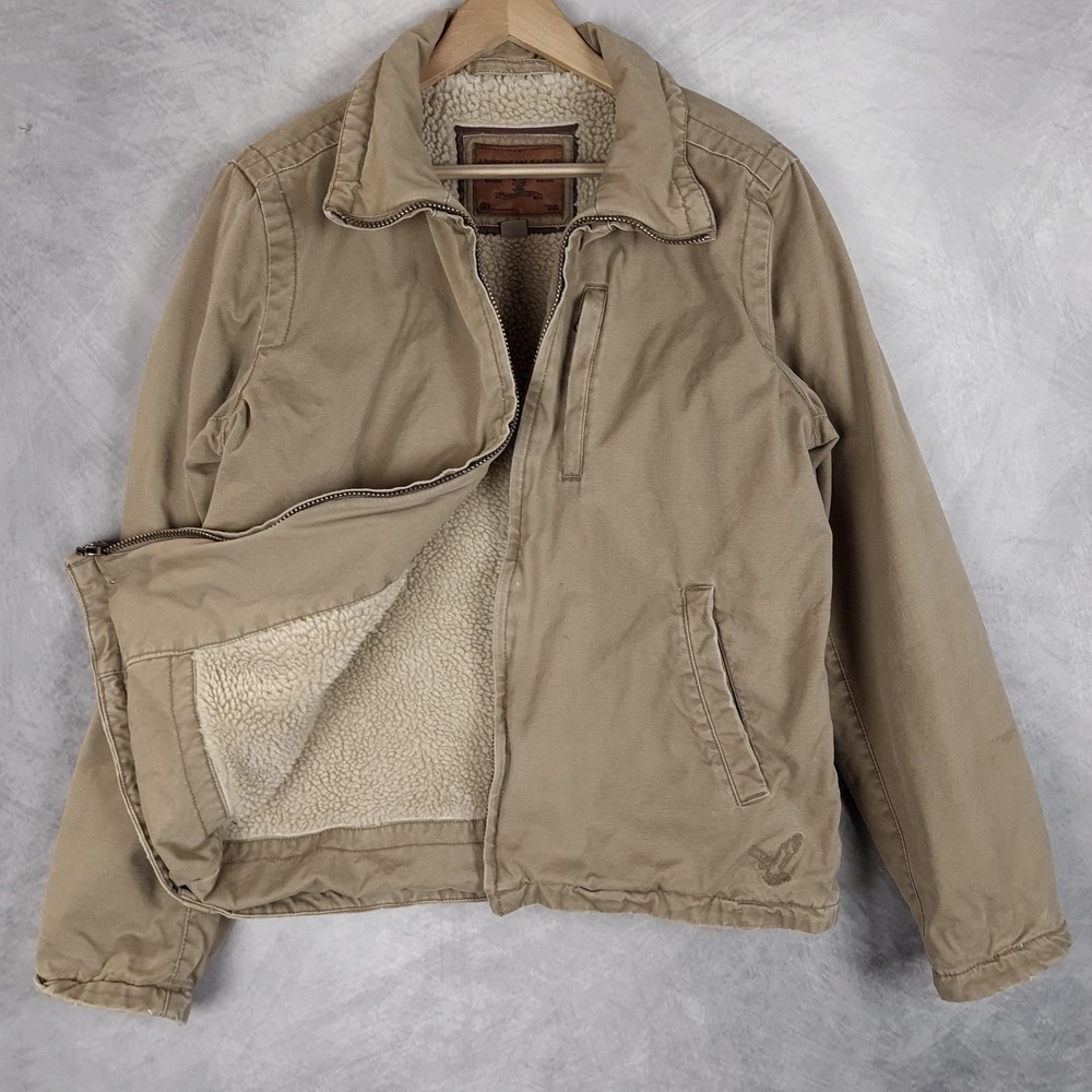 American Eagle Jacket Mens Large Canvas Sherpa Lined Utility Workwear Bomber Y2K